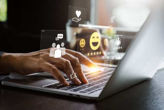 User,Typing,On,Laptop,To,Submit,Customer,Feedback,With,Digital